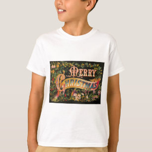 Camiseta Design da flor do Feliz Natal do vintage