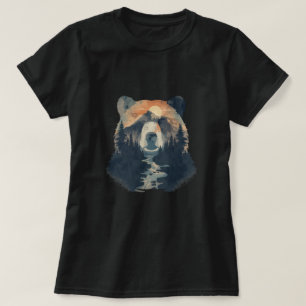 Camiseta Design da Floresta de Pinheiro do Urso Selvagem