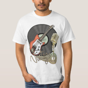 Camiseta Design da guitarra e do microfone do vintage