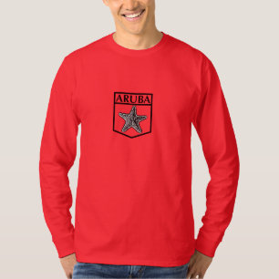 Camiseta Design da Ilha de Aruba - Camisa-T de Capa Longa B