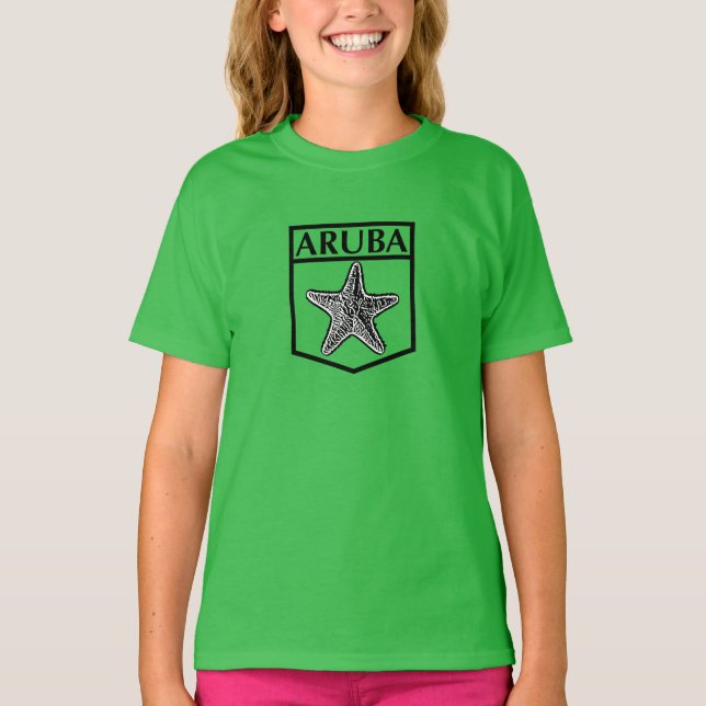 Camiseta Design da Ilha de Aruba - Roupa americano feminino (Frente)