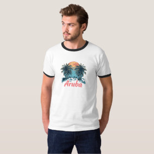 Camiseta Design da ilha de Aruba (versão 2) - Anel básico m