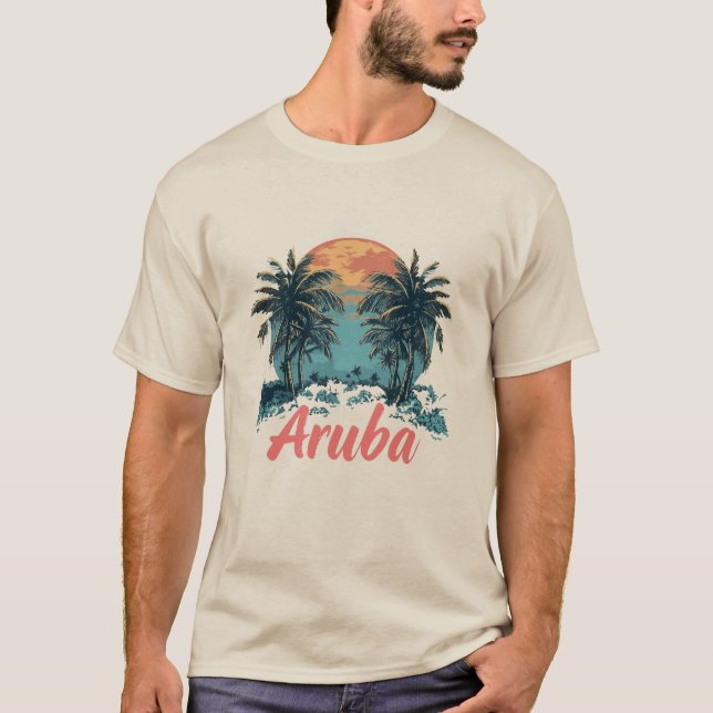 Camiseta Design da ilha de Aruba (Versão 2) - T-Sh básico m (Frente)
