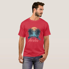 Camiseta Design da Ilha de Aruba (Versão 2) - T-Shi Escuro