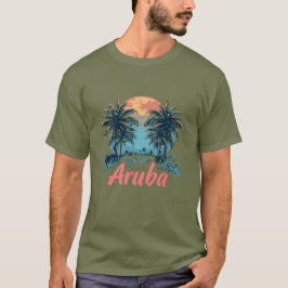 Camiseta Design da Ilha de Aruba (Versão 2) - T-Shi Escuro