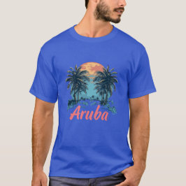Camiseta Design da Ilha de Aruba (Versão 2) - T-Shi Escuro