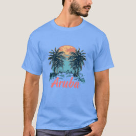 Camiseta Design da Ilha de Aruba (Versão 2) - T-Shi Escuro