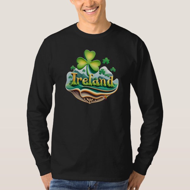 Camiseta Design da Irlanda com Shamrocks - Irlandês (Frente)