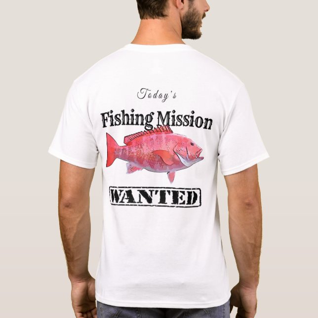 Camiseta Design da Missão de Pesca do Snapshot Vermelho (Verso)