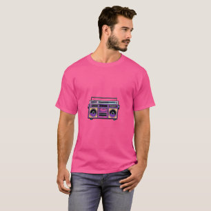 Camiseta Design da Neon Boombox Retro 80s Pop Art Music L