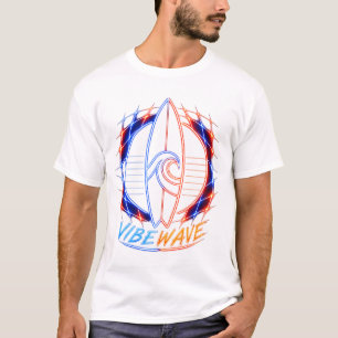 Camiseta Design da Prancha de Surf Vibewave Neon – Retro On