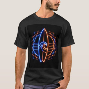 Camiseta Design da Prancha de Surf Vibewave Neon – Retro On