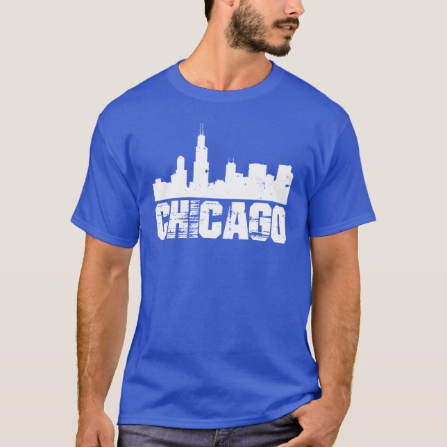 Camiseta Design da Silhueta de Chicago Invertido Oversized (Frente)