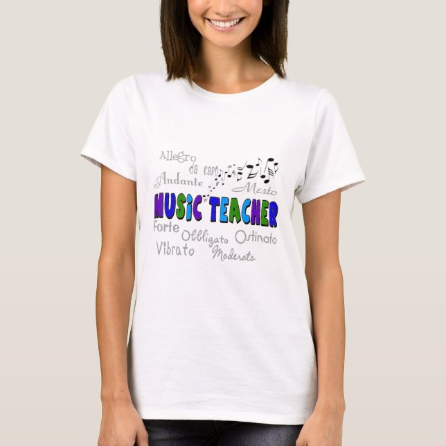 Camiseta Design da terminologia do professor de música (Frente)