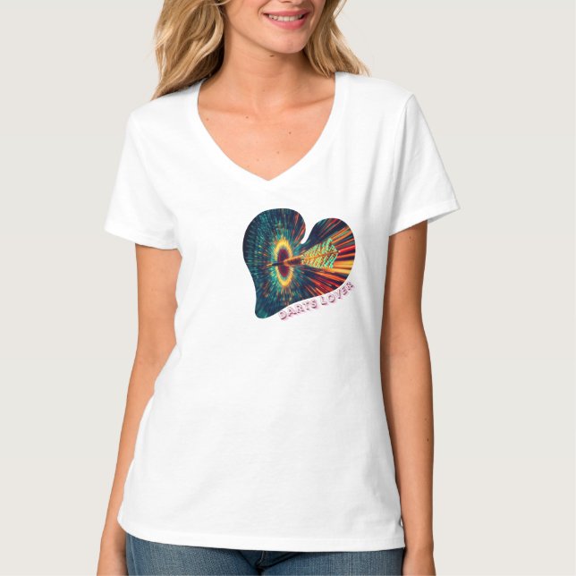 Camiseta Design Darts Lover néon pop love & précision (Frente)