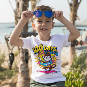 Camiseta design de 100 dias de crianças de macacos colorida