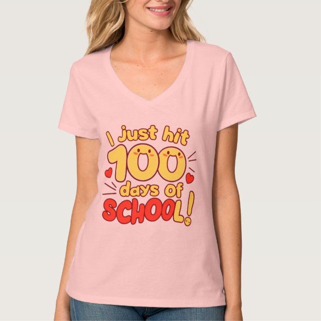Camiseta design de 100 Dias de Estilo Kawaii Escolar (Frente)