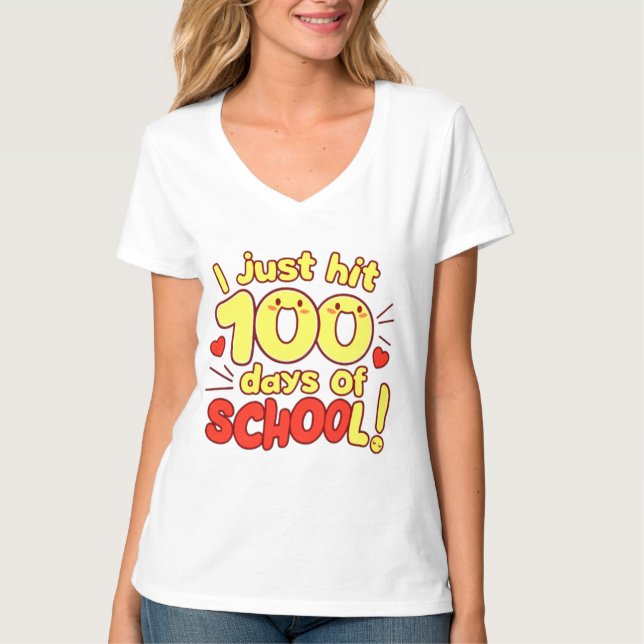 Camiseta design de 100 Dias de Estilo Kawaii Escolar (Frente)