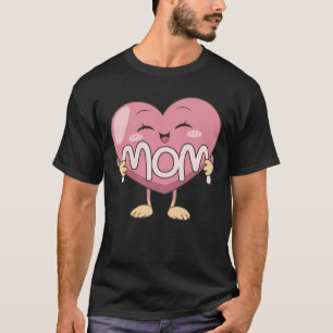 Camiseta Design de Abraço de Coração de Mãe Kawaii