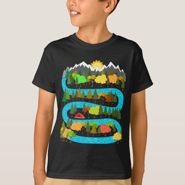 Camiseta Design de Acampamento à Beira do Rio (Frente)