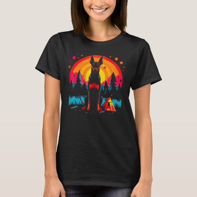 Camiseta Design de acampamento de Dog Doberman Pinscher (Frente)