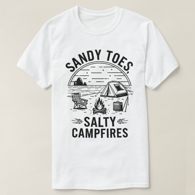 Camiseta Design de acampamento Sandy Toes Salty Campfire (Frente do Design)