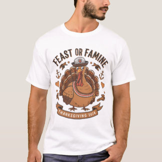 Camiseta Design de Ação de Graças à Turquia "Banquete ou Fo