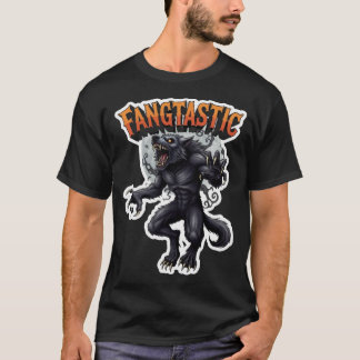Camiseta design de adesivo de lobo uivando para a lua Fangt