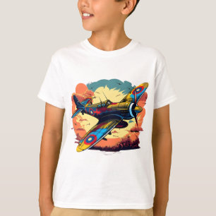 Camiseta Design de Aeronave de Combate Vintage