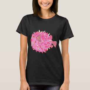 Camiseta Design de Aguarela de Peixe-Porca Rosa
