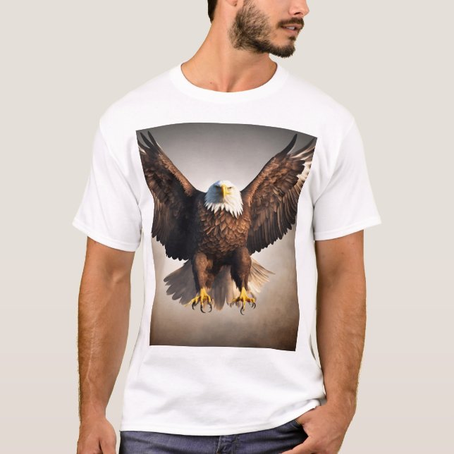 Camiseta Design de Águia Voadora Majestosa - Negrito e Pode (Frente)