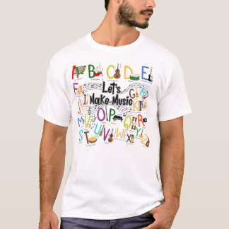 Camiseta Design De Alfabeto Cute Para Professora De Música