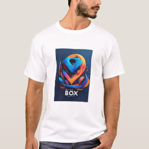 Camiseta design de algodão branco de caixa azul