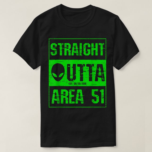 Camiseta Design de Alien Neon Retirado da Área 51 (Frente do Design)
