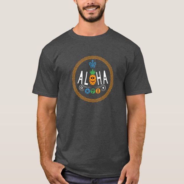 Camiseta Design de Aloha Pineapple - Basic Dark T Shirt (Frente)