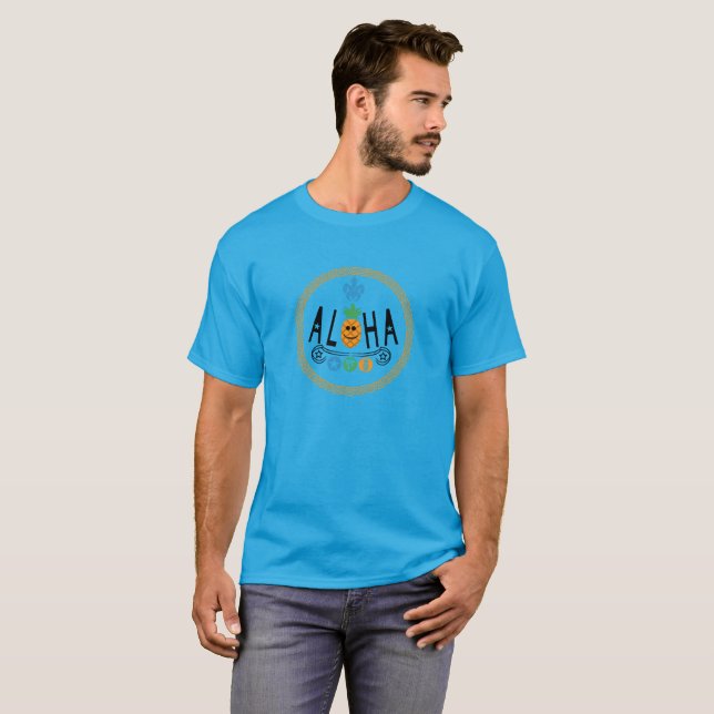 Camiseta Design de Aloha Pineapple - Basic Dark T Shirt (Frente Completa)