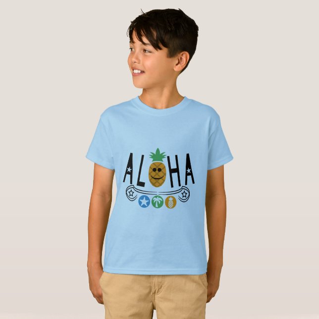 Camiseta Design de Aloha Pineapple - Kids' HanGLESS® T-Sh (Frente Completa)