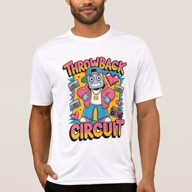 Camiseta Design de alto salto do robô retromotor dos anos 9 (Frente)