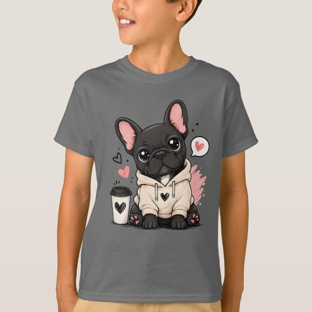 Camiseta Design de Amante de Café, Presente de Cachorrinho  (Frente)