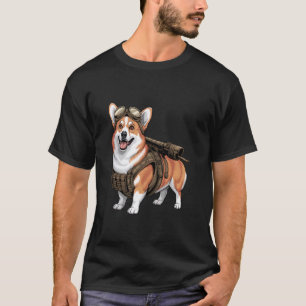 Camiseta Design de Amantes de Cães Guerreiros Corgi Tático