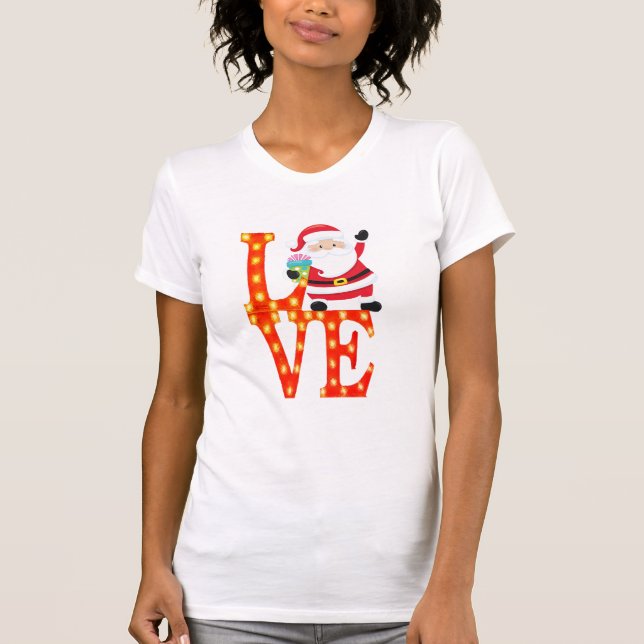 Camiseta Design de amor empilhado, Papais noeis de presente (Frente)