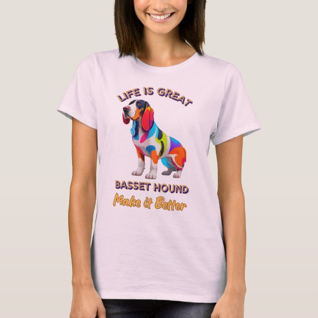 Camiseta Design de anéis de caça de basset (Frente)