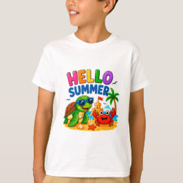 Camiseta 🏖️ Design de Animais de Praia Fofo para Crianças