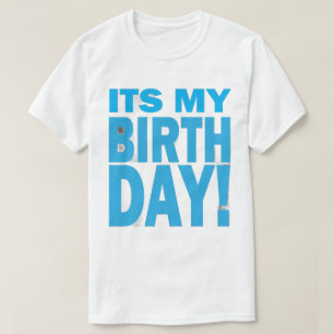 Camiseta Design de Aniversário Azul Ousado É Meu Aniversári