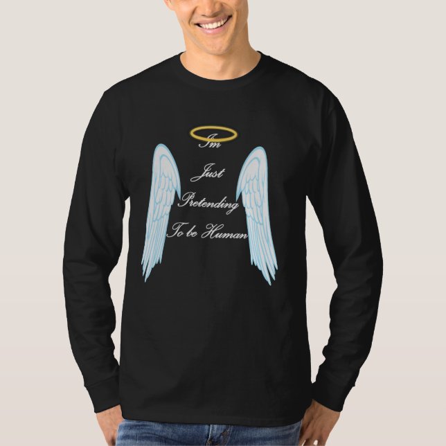 Camiseta Design de anjo engraçado com asas legal e halo (Frente)