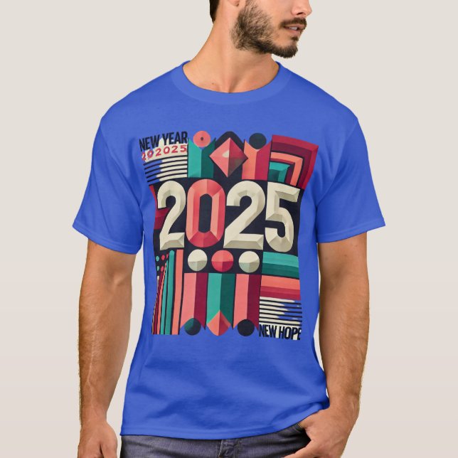 Camiseta Design de Ano Novo Bold 2025: Novo Início (Frente)