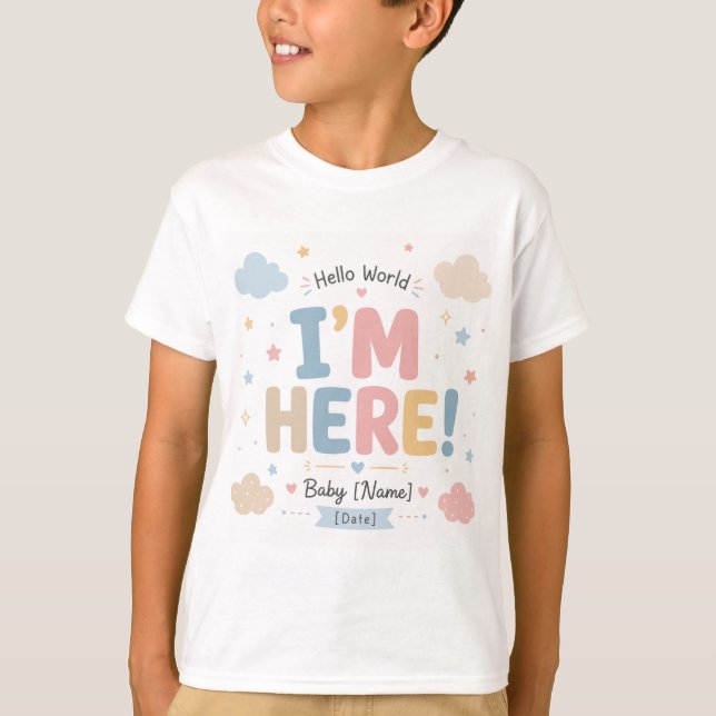 Camiseta Design de Anúncio de Recém-Nascido (Frente)