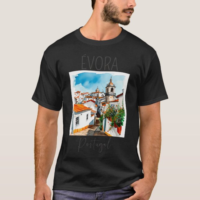 Camiseta Design de Aquarela De Vora - Portugal (Frente)