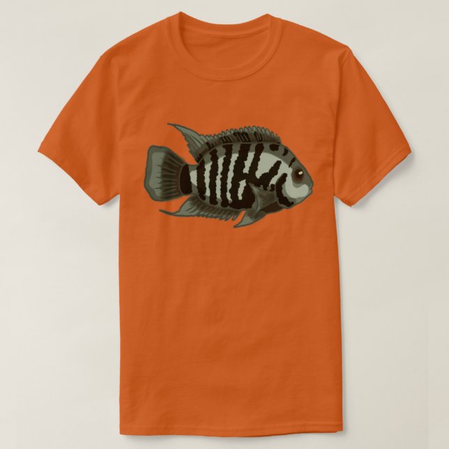Camiseta Design de Aquário Cichlid Convencido para o Peixe- (Frente do Design)