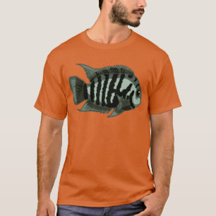 Camiseta Design de Aquário Cichlid Convencido para o Peixe-